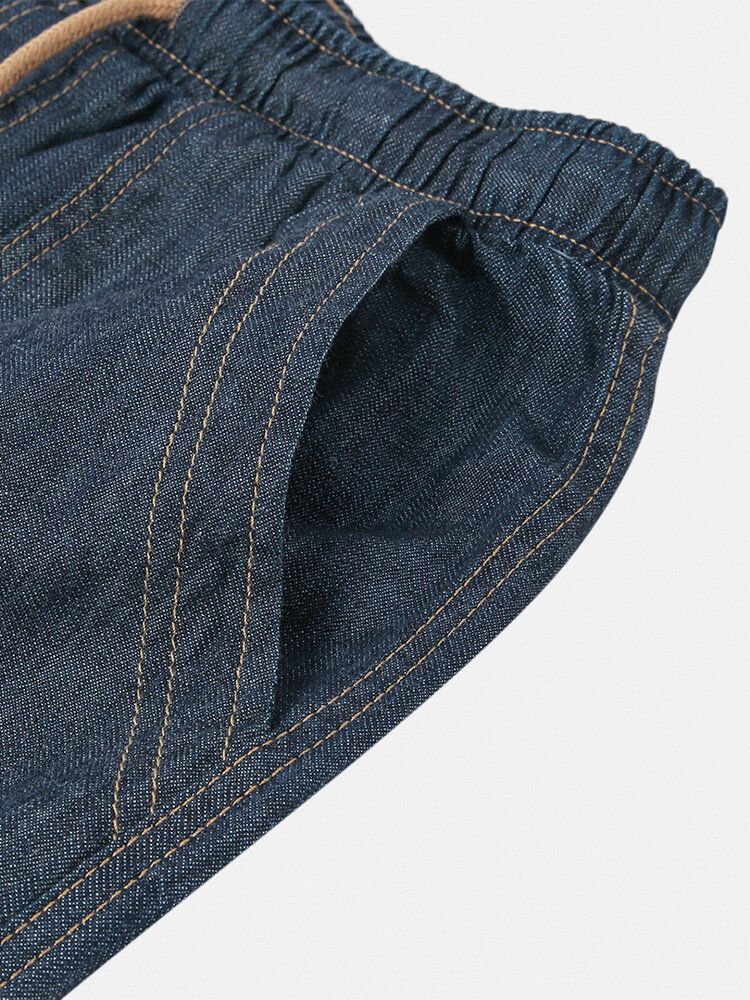 Jeans Casuales Con Cordón De Múltiples Bolsillos Para Hombre