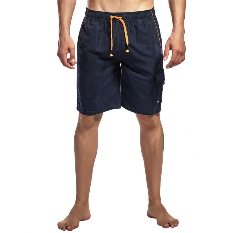 Longitud De La Rodilla Diseño De Tejido Con Cordón Tablero De Playa Bolsillo Lateral Corto Forro De Malla Suave Pantalones Cortos Deportivos