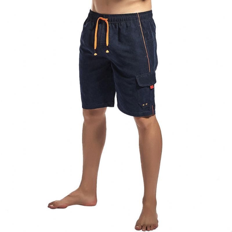 Longitud De La Rodilla Diseño De Tejido Con Cordón Tablero De Playa Bolsillo Lateral Corto Forro De Malla Suave Pantalones Cortos Deportivos