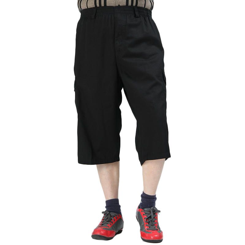 Pantalones Cargo De Longitud De Pantorrilla De Ocio De Color Puro Para Hombre De Gran Tamaño