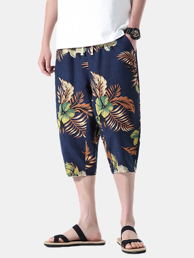 Pantalones Casuales De Estilo Étnico Con Cordón De Impresión Abstracta Para Hombre Con Bolsillo