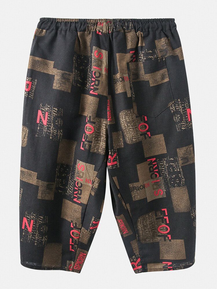 Pantalones Casuales De Estilo Étnico Con Cordón De Impresión Abstracta Para Hombre Con Bolsillo