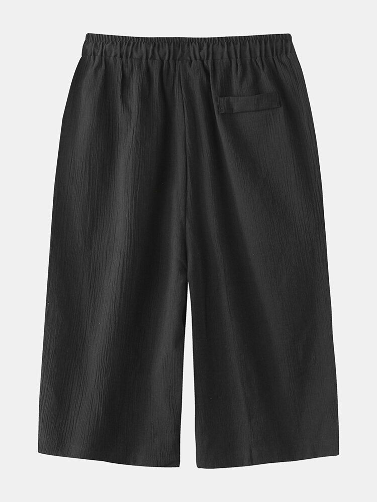 Pantalones Casuales Negros Con Bolsillo Con Cordón Suelto Para Hombre