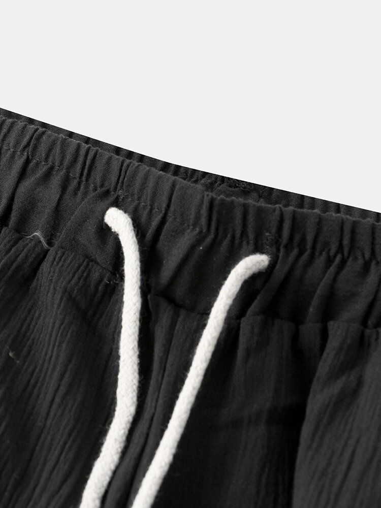 Pantalones Casuales Negros Con Bolsillo Con Cordón Suelto Para Hombre