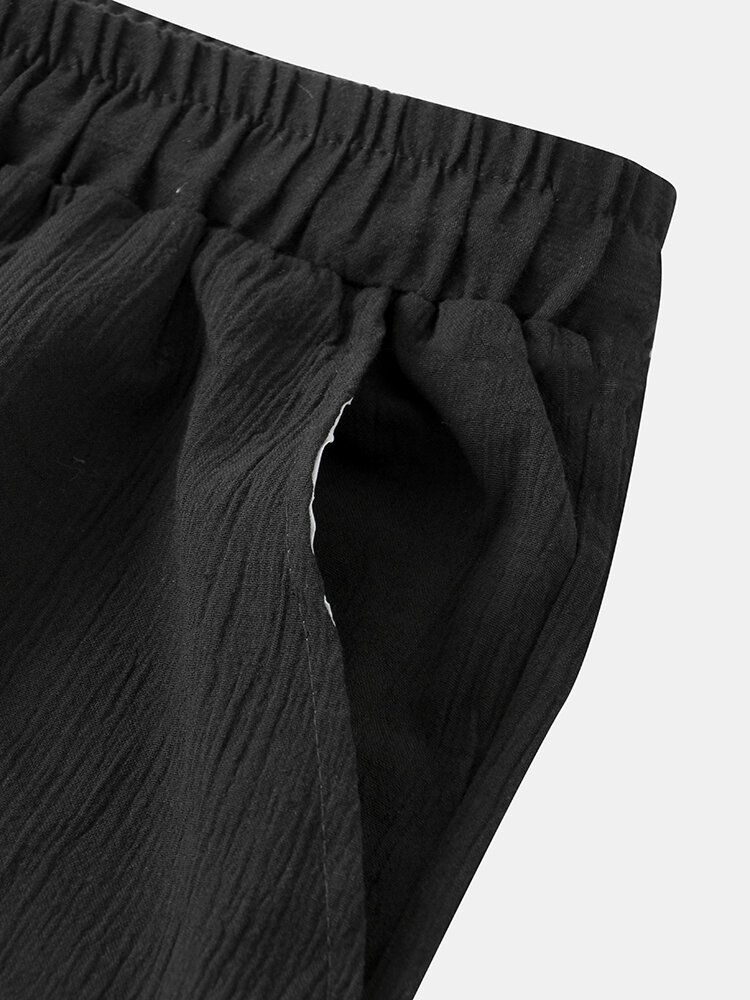 Pantalones Casuales Negros Con Bolsillo Con Cordón Suelto Para Hombre