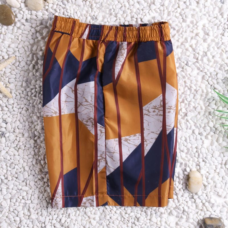 Pantalones Cortos A Rayas De Color En Contraste Para Hombre Pantalones Cortos De Playa Con Forro De Malla De Secado Rápido Y Sueltos Finos Estampados