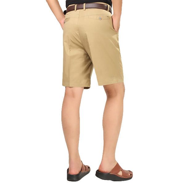 Pantalones Cortos De Algodón Casuales Para Hombre De Verano Pantalones Cortos Finos De Mediana Edad De Color Sólido