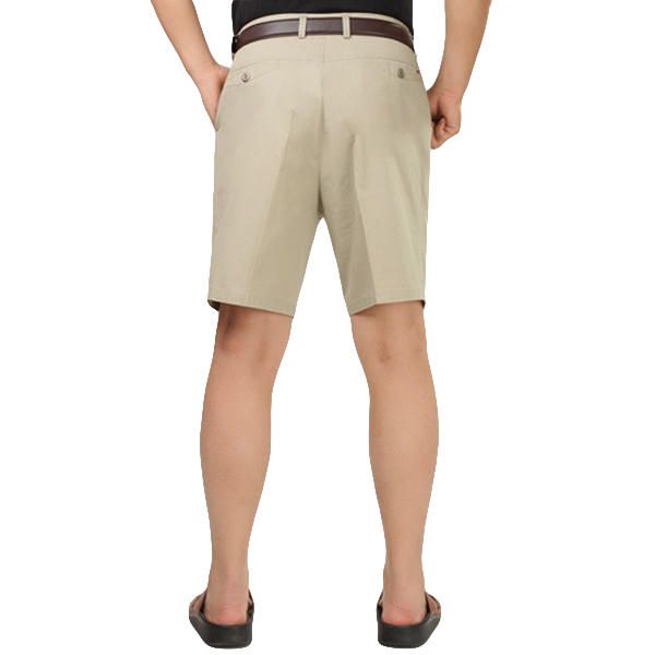 Pantalones Cortos De Algodón Casuales Para Hombre De Verano Pantalones Cortos Finos De Mediana Edad De Color Sólido