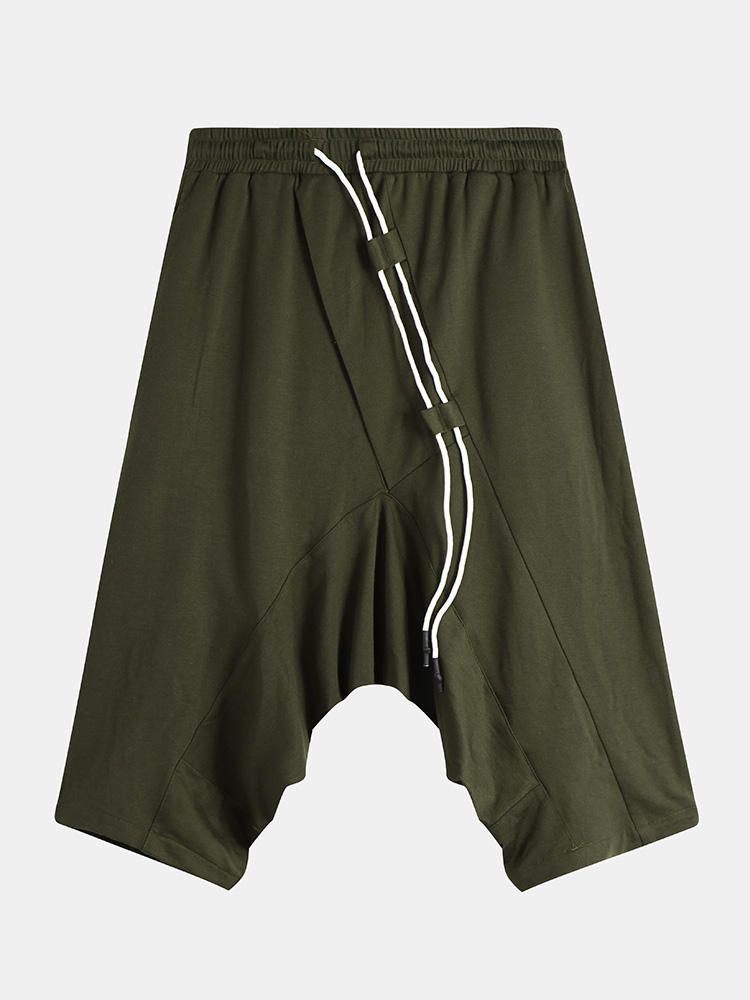 Pantalones Cortos De Algodón Verde Militar Para Hombre Pantalones Con Entrepierna Caída