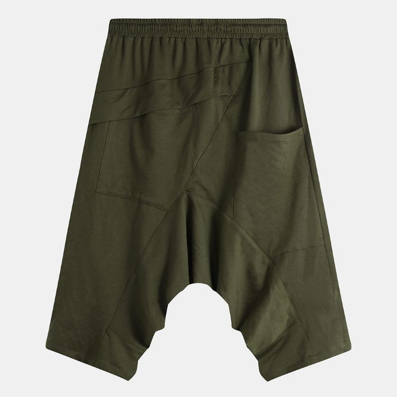 Pantalones Cortos De Algodón Verde Militar Para Hombre Pantalones Con Entrepierna Caída