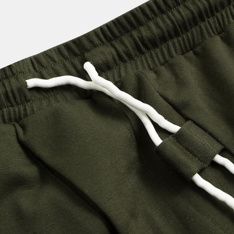 Pantalones Cortos De Algodón Verde Militar Para Hombre Pantalones Con Entrepierna Caída