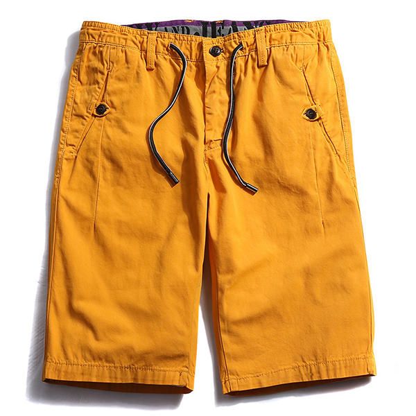 Pantalones Cortos De Carga De Algodón 100% Para Hombre De Verano Pantalones Cortos De Playa De Ocio De Color Puro De Moda Pantalones