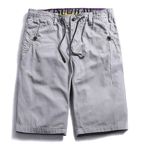 Pantalones Cortos De Carga De Algodón 100% Para Hombre De Verano Pantalones Cortos De Playa De Ocio De Color Puro De Moda Pantalones