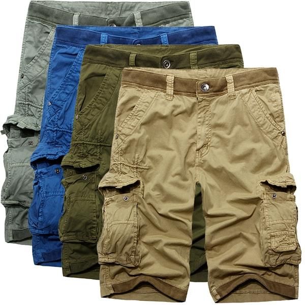 Pantalones Cortos De Carga Con Múltiples Bolsillos Sueltos Ocasionales De Algodón Para Hombre