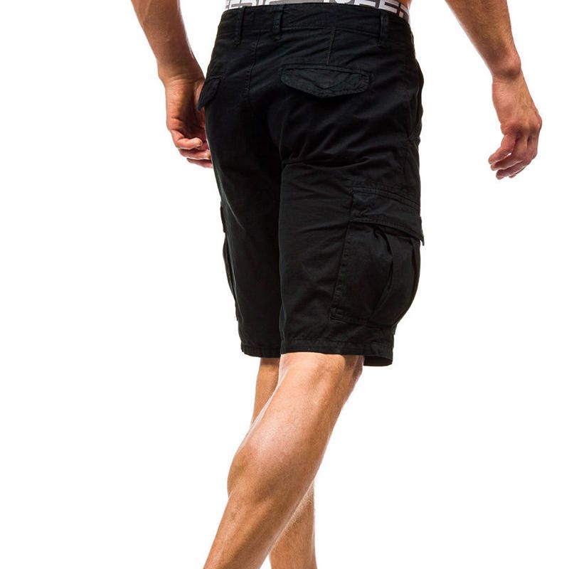 Pantalones Cortos De Carga Hasta La Rodilla Con Múltiples Bolsillos Al Aire Libre Para Hombre Pantalones Cortos Casuales De Color Sólido