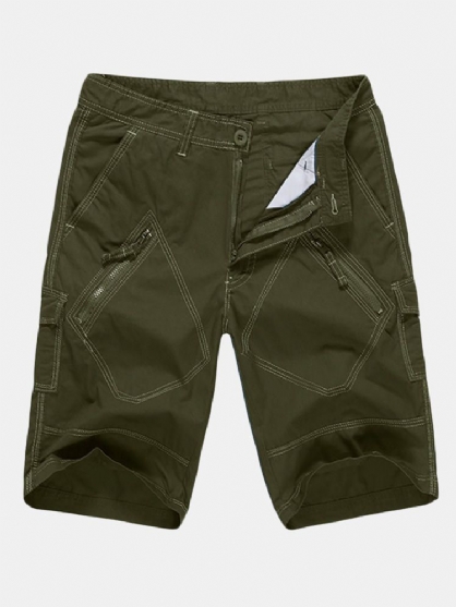 Pantalones Cortos De Carga Informales De Gran Tamaño 30-40 Pantalones Cortos De Verano Con Bolsillos Mulit De Color Sólido Para Hombres Pantalones Cortos Hasta La Rodilla