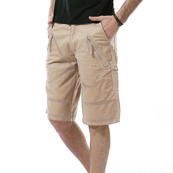 Pantalones Cortos De Carga Informales De Gran Tamaño 30-40 Pantalones Cortos De Verano Con Bolsillos Mulit De Color Sólido Para Hombres Pantalones Cortos Hasta La Rodilla