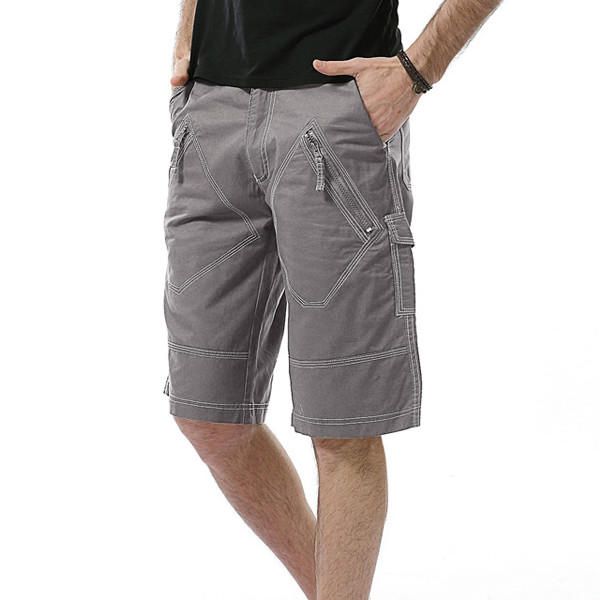 Pantalones Cortos De Carga Informales De Gran Tamaño 30-40 Pantalones Cortos De Verano Con Bolsillos Mulit De Color Sólido Para Hombres Pantalones Cortos Hasta La Rodilla