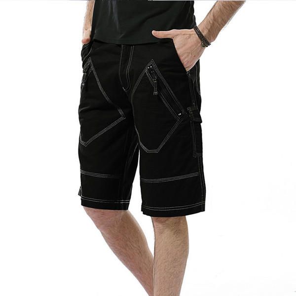 Pantalones Cortos De Carga Informales De Gran Tamaño 30-40 Pantalones Cortos De Verano Con Bolsillos Mulit De Color Sólido Para Hombres Pantalones Cortos Hasta La Rodilla