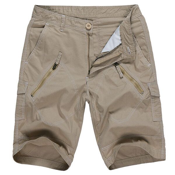 Pantalones Cortos De Carga Informales De Gran Tamaño 30-40 Pantalones Cortos De Verano Con Bolsillos Mulit De Color Sólido Para Hombres Pantalones Cortos Hasta La Rodilla