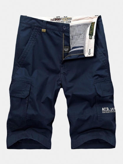 Pantalones Cortos De Carga Para Hombre De Talla Grande 32-44 Pantalones Cortos De Algodón Sueltos Casuales Con Múltiples Bolsillos