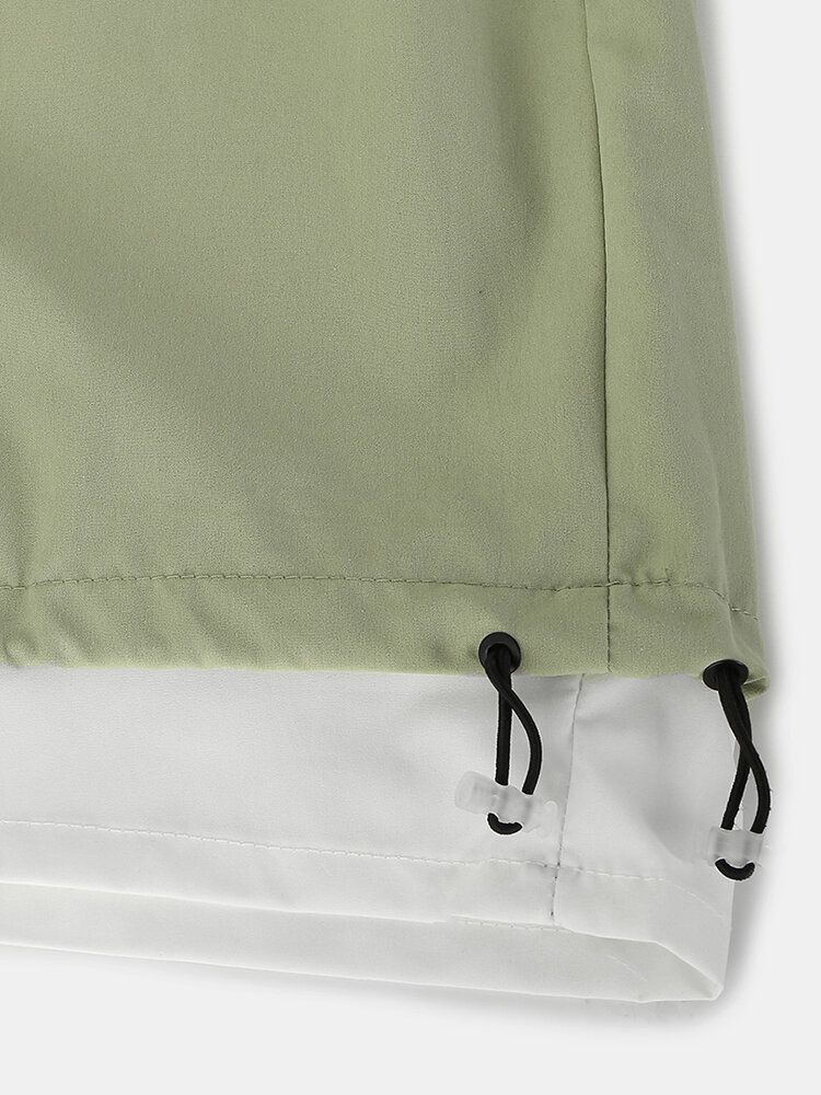 Pantalones Cortos Casuales De Ajuste Holgado Con Cordón De Color Sólido De Algodón Para Hombre