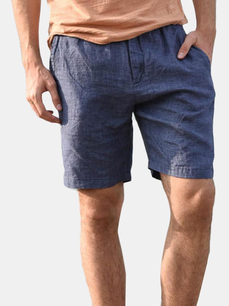 Pantalones Cortos Casuales De Algodón Transpirable Para Hombres Pantalones Cortos Cortos Hasta La Rodilla Simples De Moda De Verano