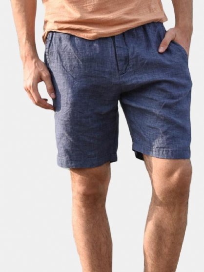 Pantalones Cortos Casuales De Algodón Transpirable Para Hombres Pantalones Cortos Cortos Hasta La Rodilla Simples De Moda De Verano