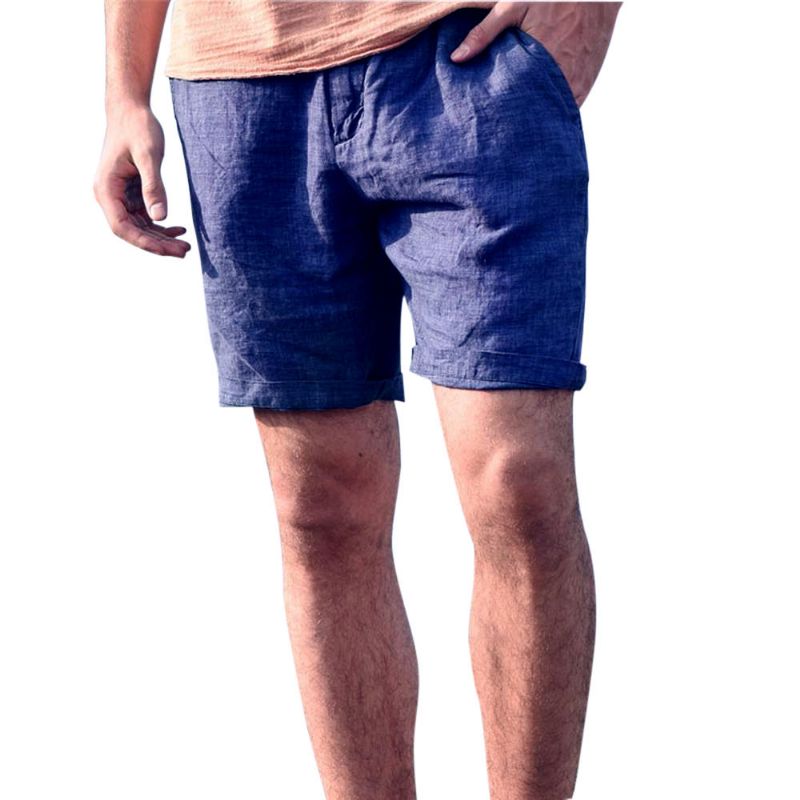 Pantalones Cortos Casuales De Algodón Transpirable Para Hombres Pantalones Cortos Cortos Hasta La Rodilla Simples De Moda De Verano