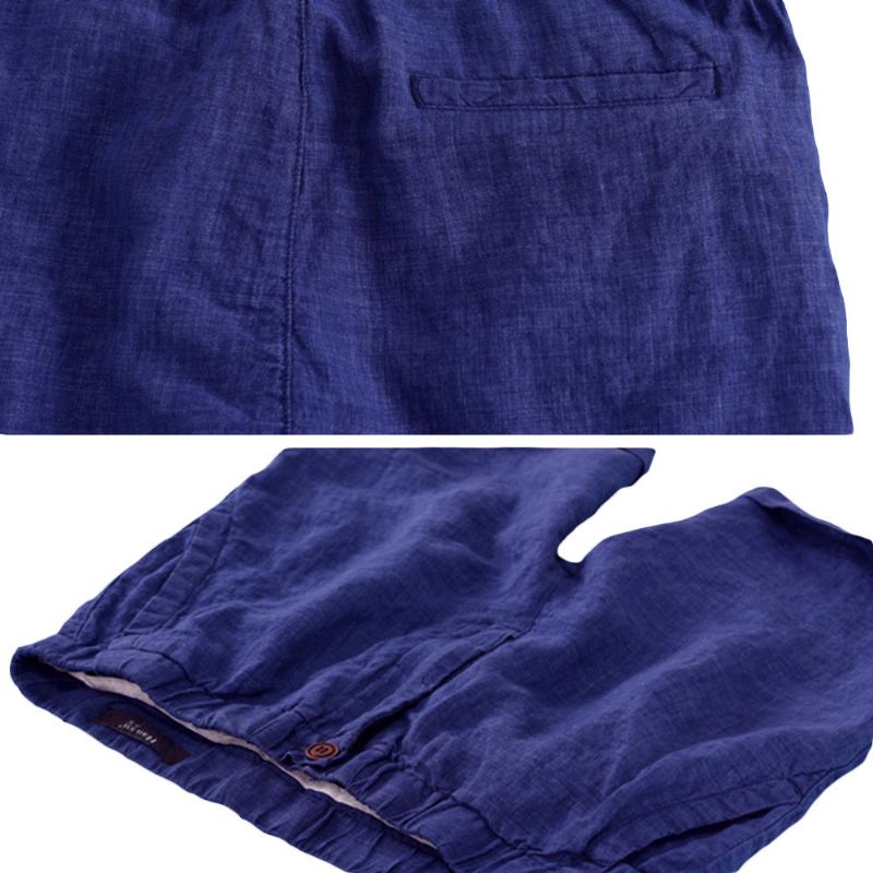 Pantalones Cortos Casuales De Algodón Transpirable Para Hombres Pantalones Cortos Cortos Hasta La Rodilla Simples De Moda De Verano