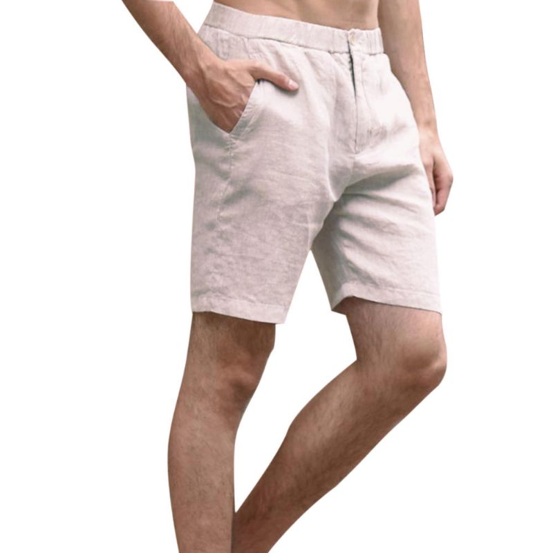 Pantalones Cortos Casuales De Algodón Transpirable Para Hombres Pantalones Cortos Cortos Hasta La Rodilla Simples De Moda De Verano