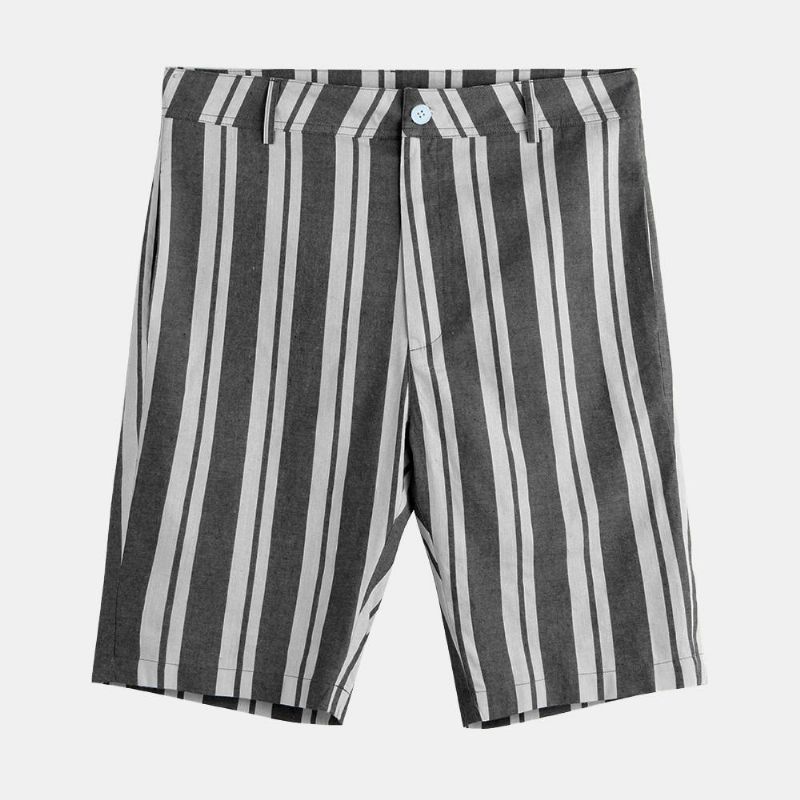 Pantalones Cortos Casuales De Bolsillo Grande Transpirables Con Rayas De Playa Sumemr Para Hombre