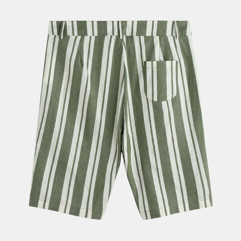 Pantalones Cortos Casuales De Bolsillo Grande Transpirables Con Rayas De Playa Sumemr Para Hombre