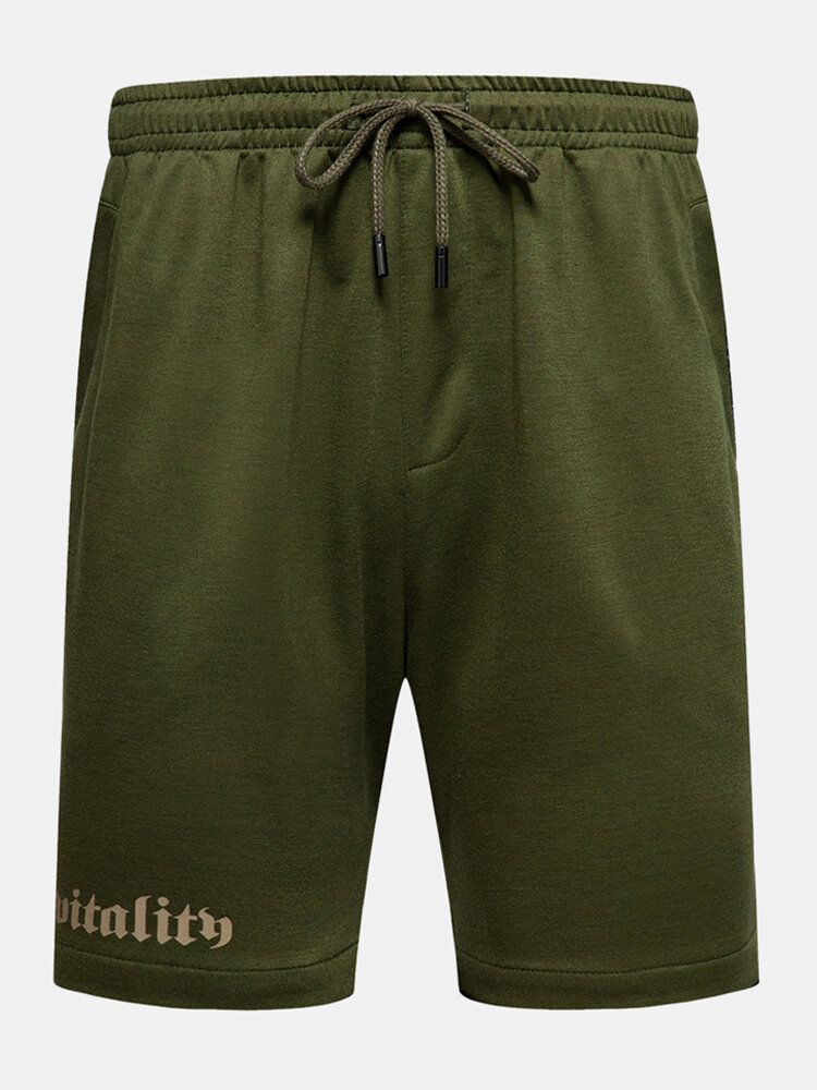 Pantalones Cortos Casuales De Color Sólido Con Bolsillo En La Cintura Elástica Para Hombre