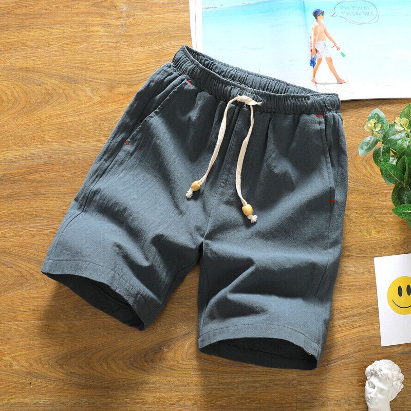 Pantalones Cortos Casuales De Color Sólido Transpirable De Moda De Verano Para Hombre