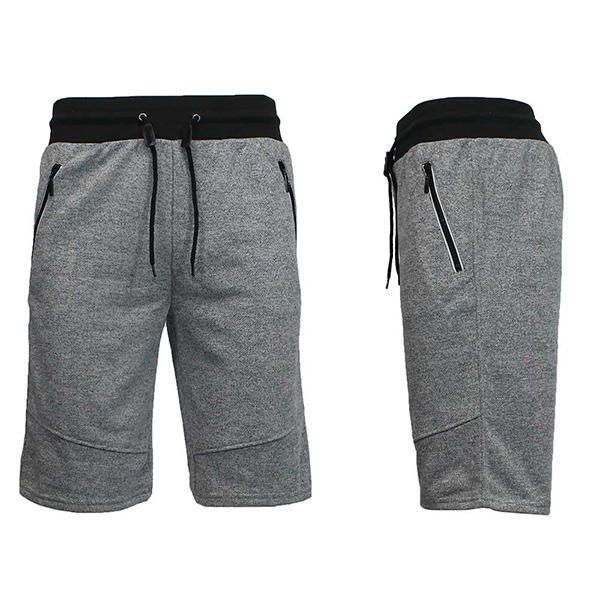 Pantalones Cortos Casuales Con Bolsillo Con Cremallera Y Cintura Elástica Para Hombre