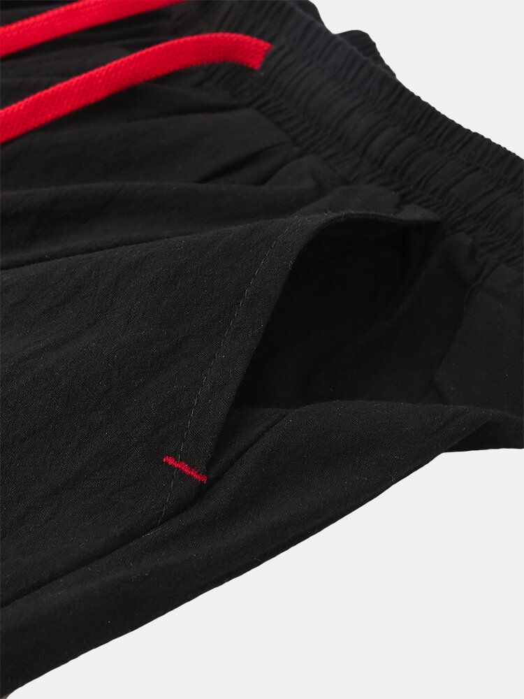 Pantalones Cortos Casuales Con Cordón De Cintura Elástica De Color Sólido Para Hombre