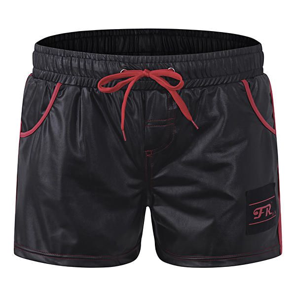 Pantalones Cortos Casuales Con Cordón De Cintura Elástica De Cuero Para Hombre Pantalones Cortos Casuales Deportivos Para Correr