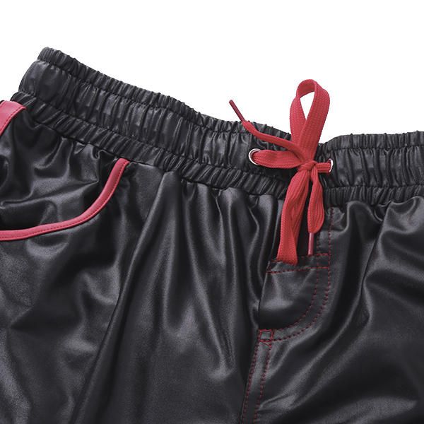 Pantalones Cortos Casuales Con Cordón De Cintura Elástica De Cuero Para Hombre Pantalones Cortos Casuales Deportivos Para Correr