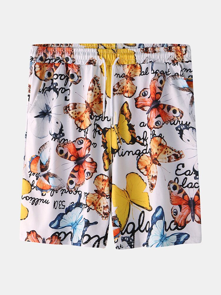 Pantalones Cortos Casuales Con Estampado De Mariposas Casuales Para Hombre