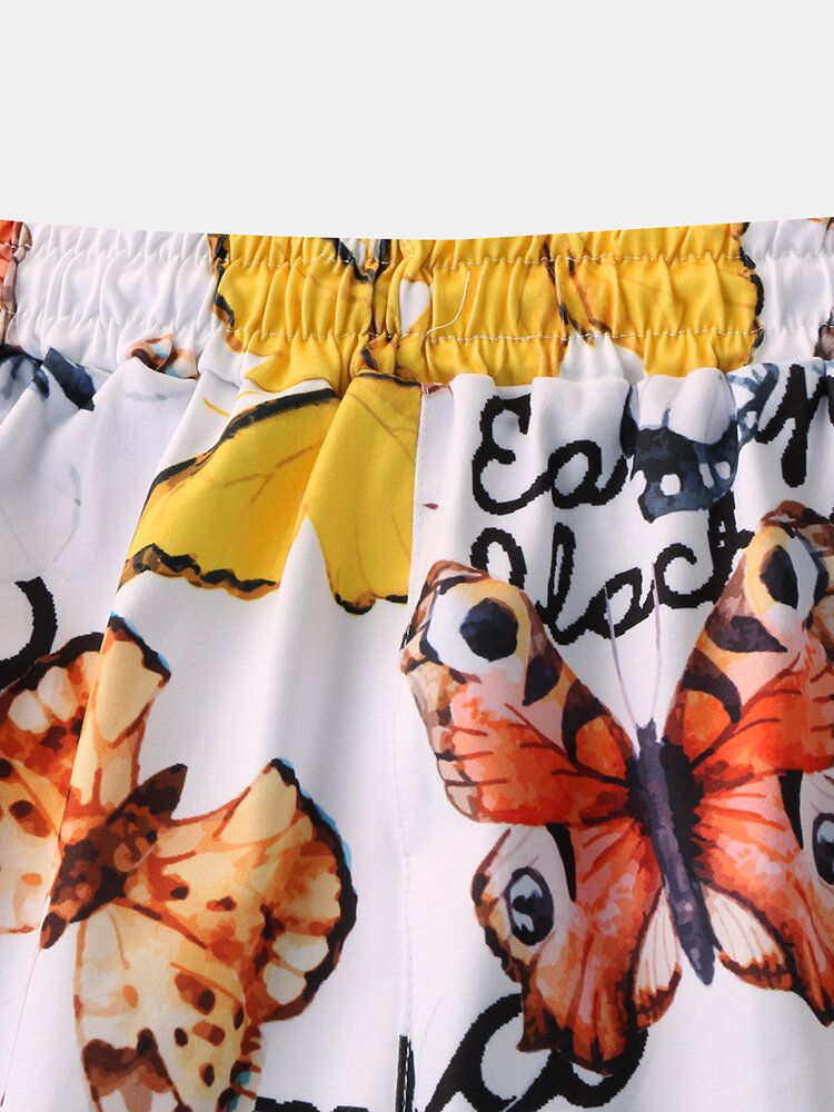 Pantalones Cortos Casuales Con Estampado De Mariposas Casuales Para Hombre