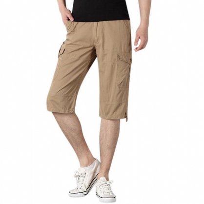 Pantalones Cortos Casuales Hasta La Rodilla Para Hombre Pantalones Cortos De Algodón Al Aire Libre Sueltos De Verano