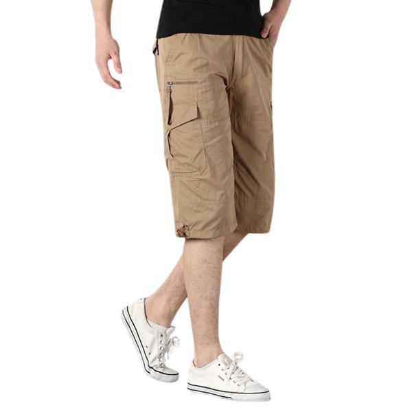 Pantalones Cortos Casuales Hasta La Rodilla Para Hombre Pantalones Cortos De Algodón Al Aire Libre Sueltos De Verano