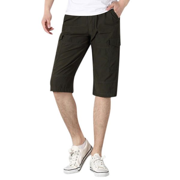 Pantalones Cortos Casuales Hasta La Rodilla Para Hombre Pantalones Cortos De Algodón Al Aire Libre Sueltos De Verano