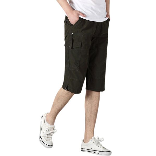 Pantalones Cortos Casuales Hasta La Rodilla Para Hombre Pantalones Cortos De Algodón Al Aire Libre Sueltos De Verano