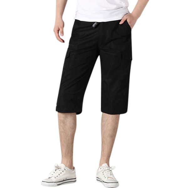 Pantalones Cortos Casuales Hasta La Rodilla Para Hombre Pantalones Cortos De Algodón Al Aire Libre Sueltos De Verano