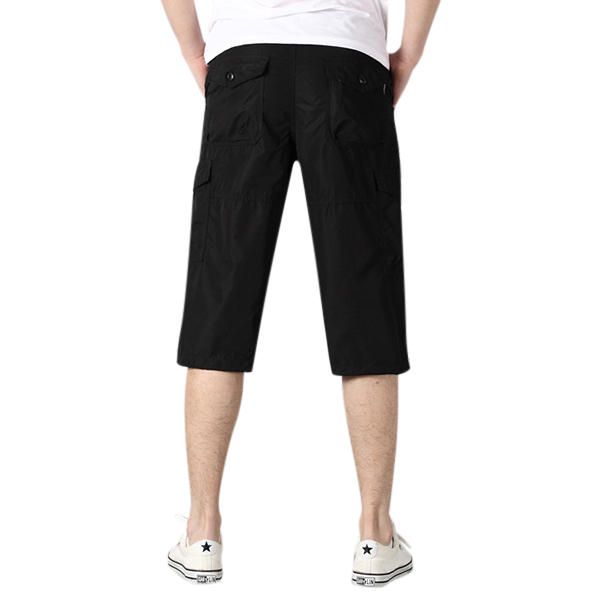 Pantalones Cortos Casuales Hasta La Rodilla Para Hombre Pantalones Cortos De Algodón Al Aire Libre Sueltos De Verano