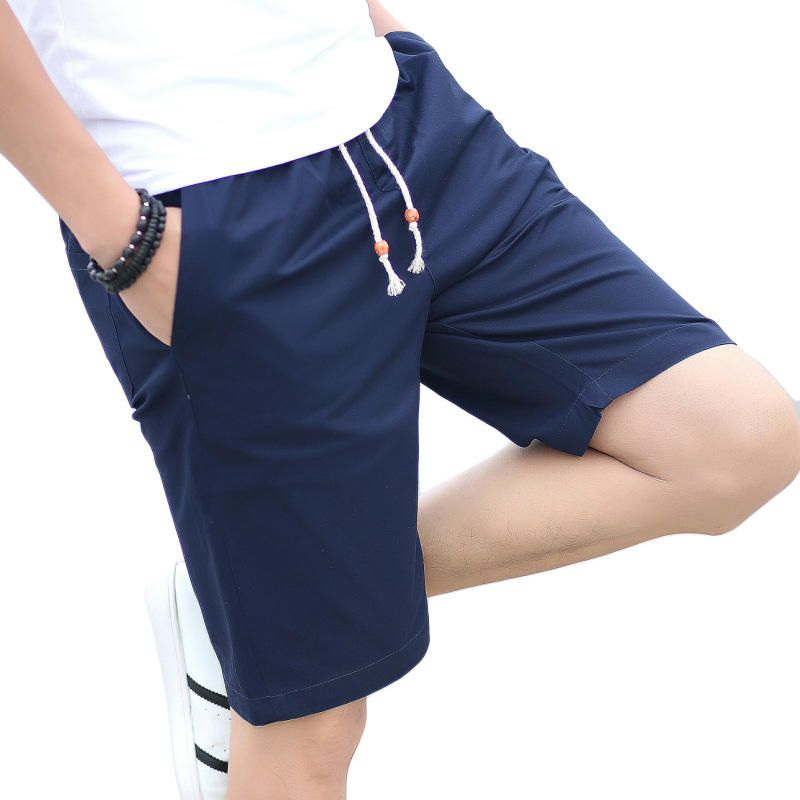 Pantalones Cortos Casuales Hasta La Rodilla Para Hombre Pantalones Cortos Deportivos De Algodón Transpirable De Color Puro De Verano