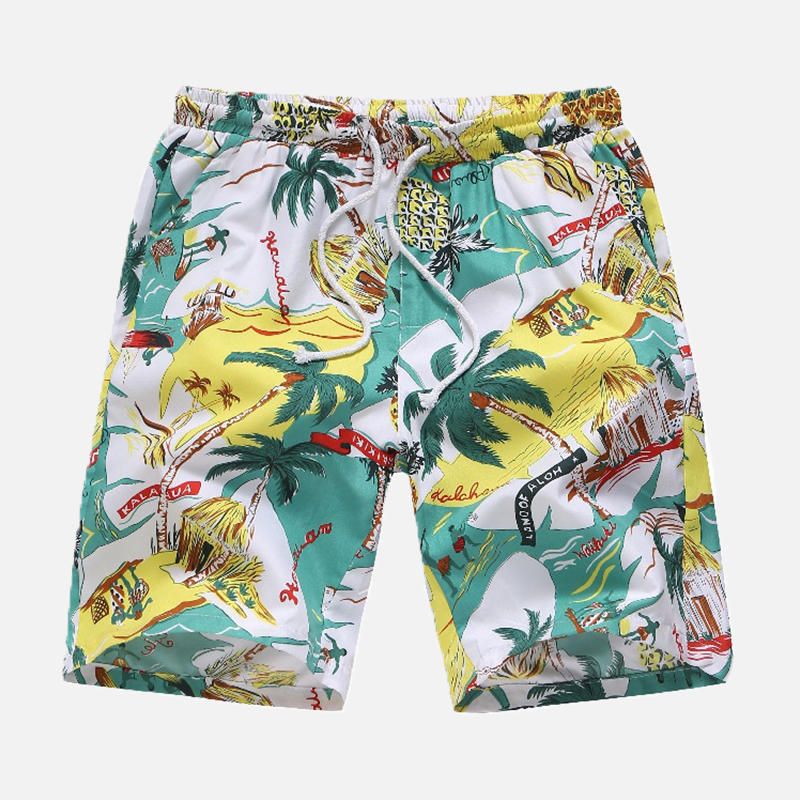 Pantalones Cortos Casuales Hawaianos Con Estampado Floral De Playa De Verano Para Hombre