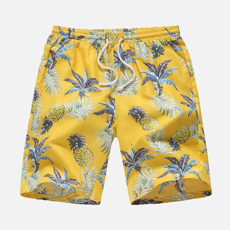 Pantalones Cortos Casuales Hawaianos Con Estampado Floral De Playa De Verano Para Hombre